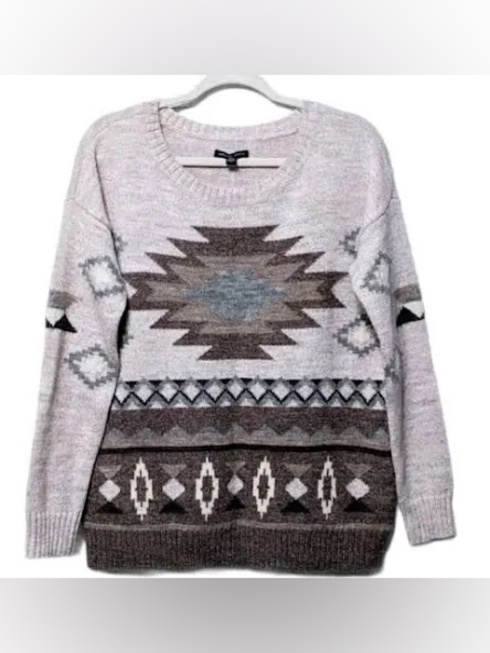 Women’s American Eagle Aztec Wool blend Crewneck Sweater - Light Gray size M